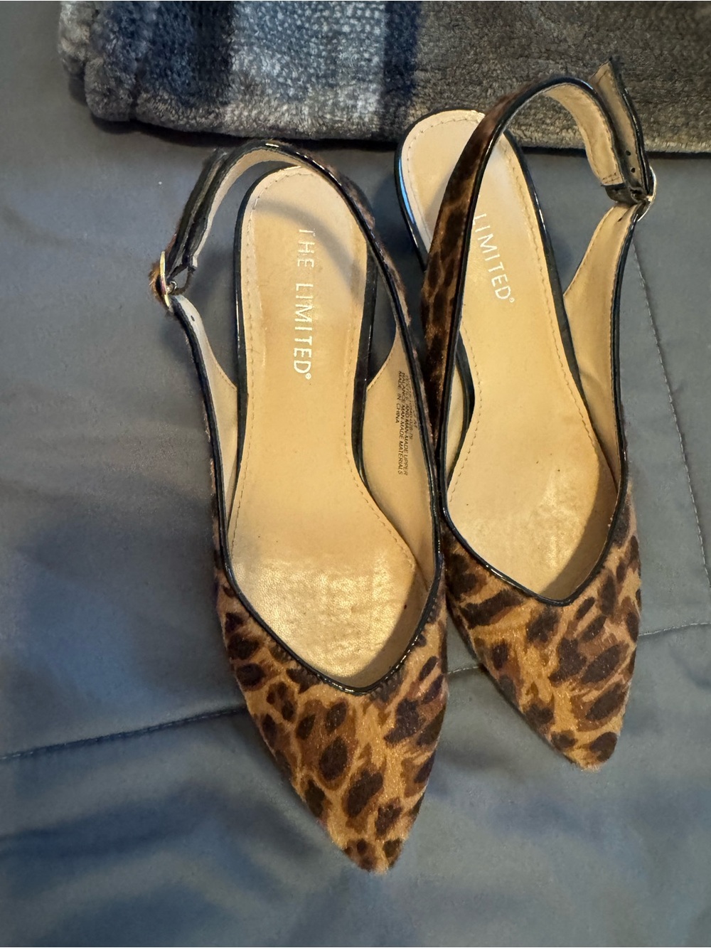 The Limited Leopard Print Pointed Slingback Flats - Brown/Black